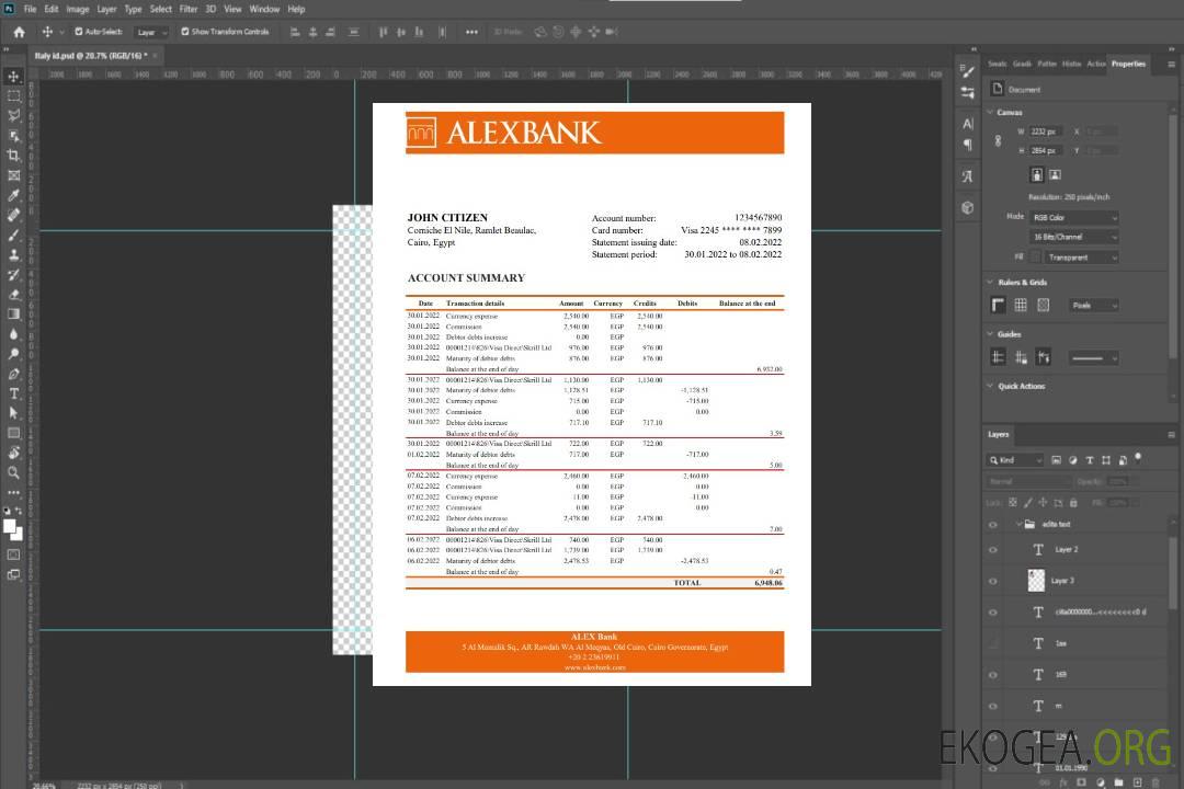 Egypte Relevé bancaire d'Alex xls template Egypte Relevé bancaire d'Alex xls template